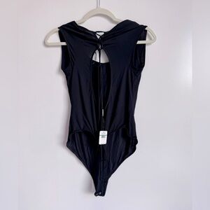 Intimately Free People Women Large Bodysuit Tank Open Back Tie Black NEW soft